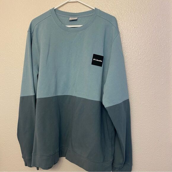 Columbia Hawkins Cliff Men's Blue color block Crew neck Sweatshirt XL - Picture 2 of 8